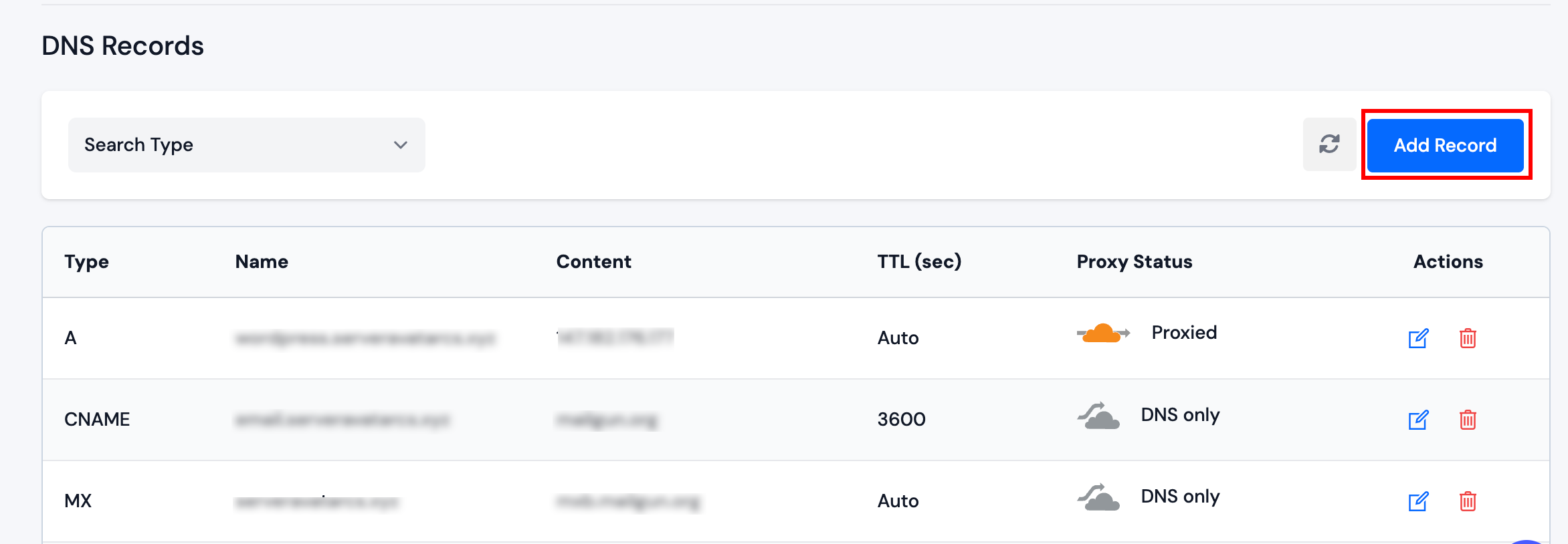 Add DNS Record Modal