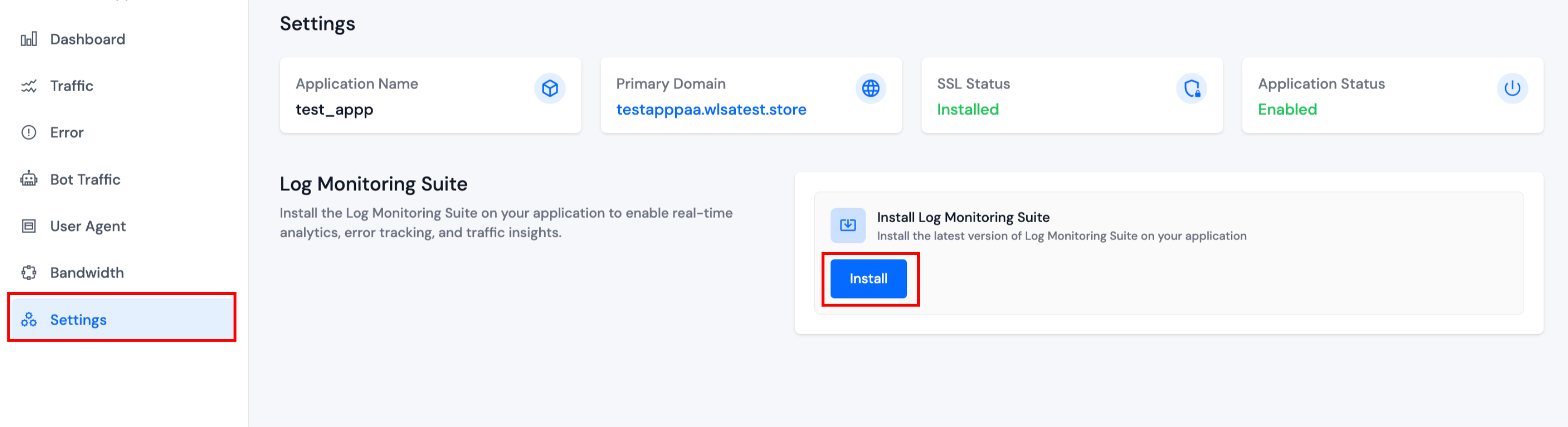 Application install card