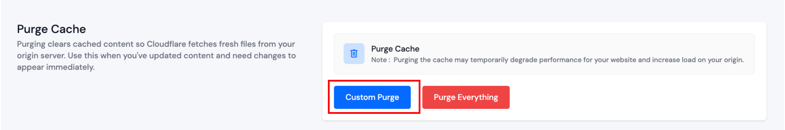 Custom Purge Modal