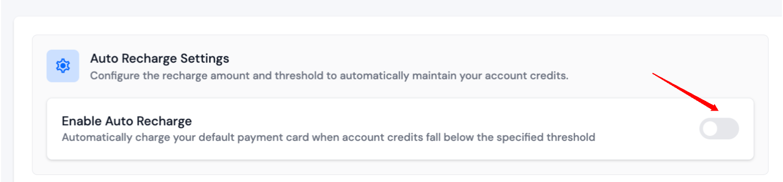 Disable Auto Recharge