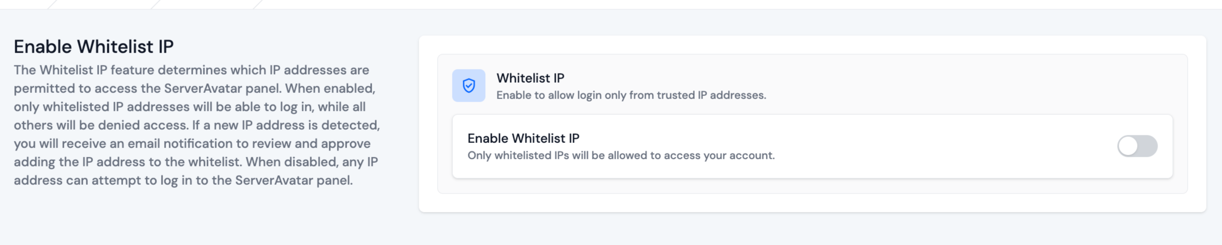 Whitelist IP card with switch