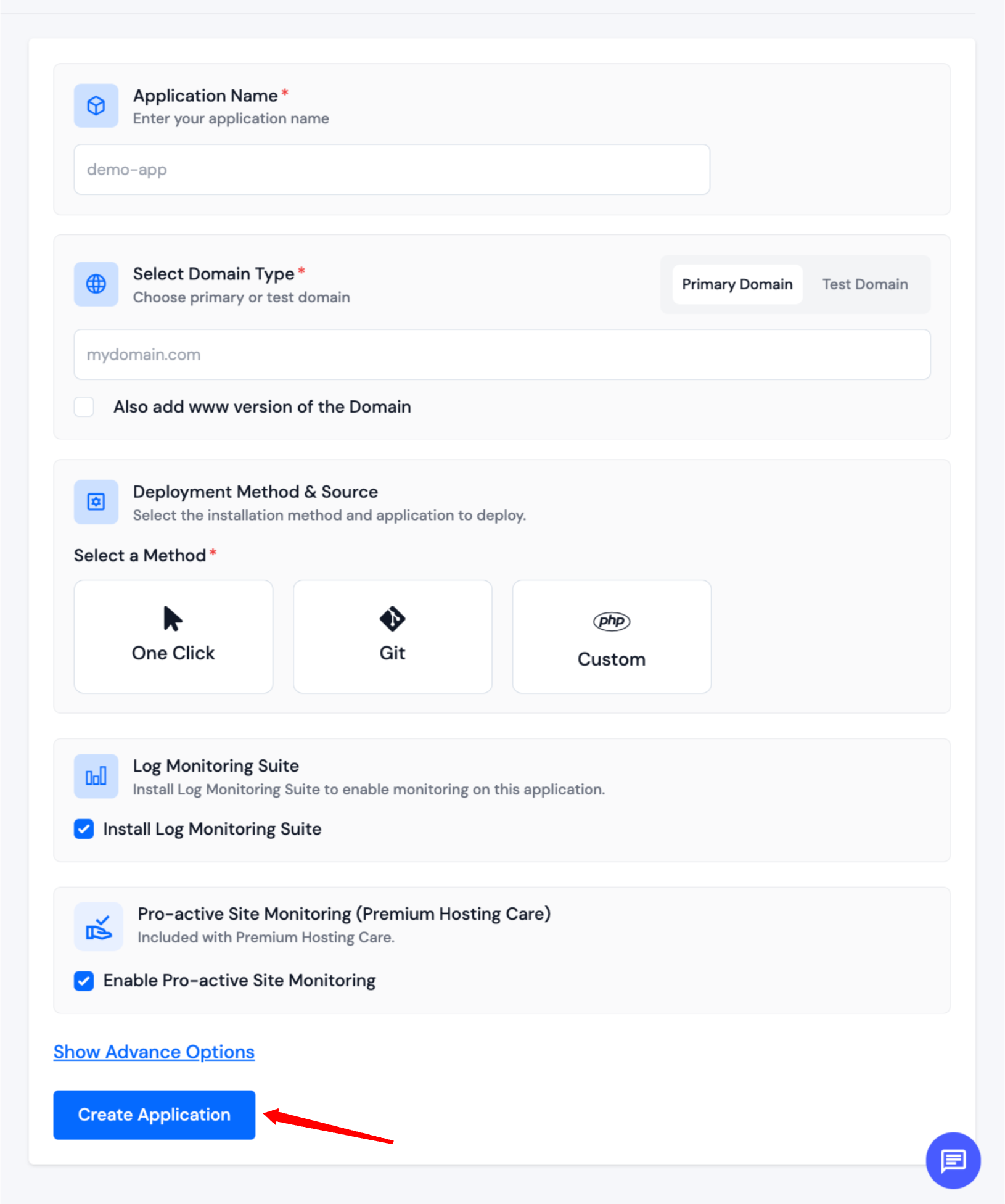 Create an Application/Website - Application - ServerAvatar