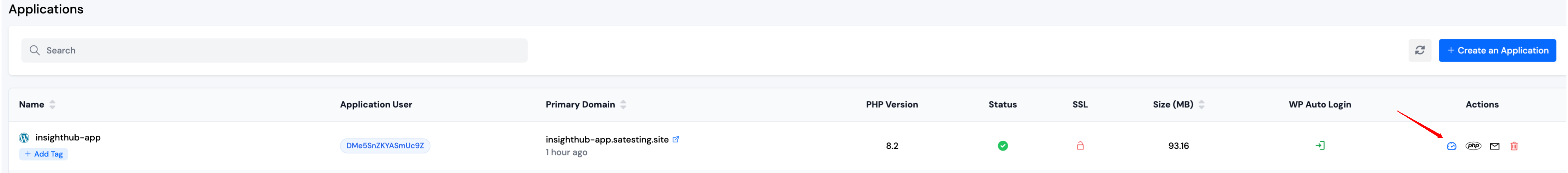 Open application dashboard
