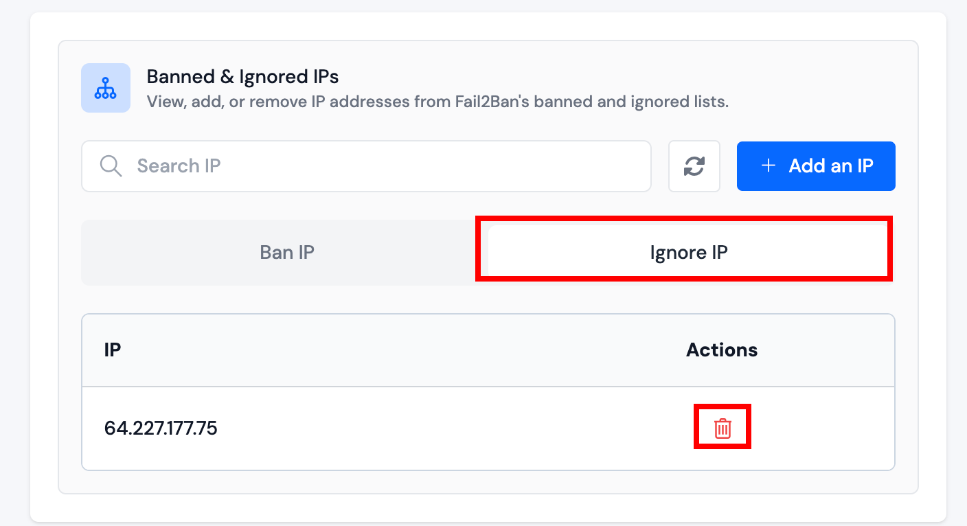 Managing Ignore IP Addresses