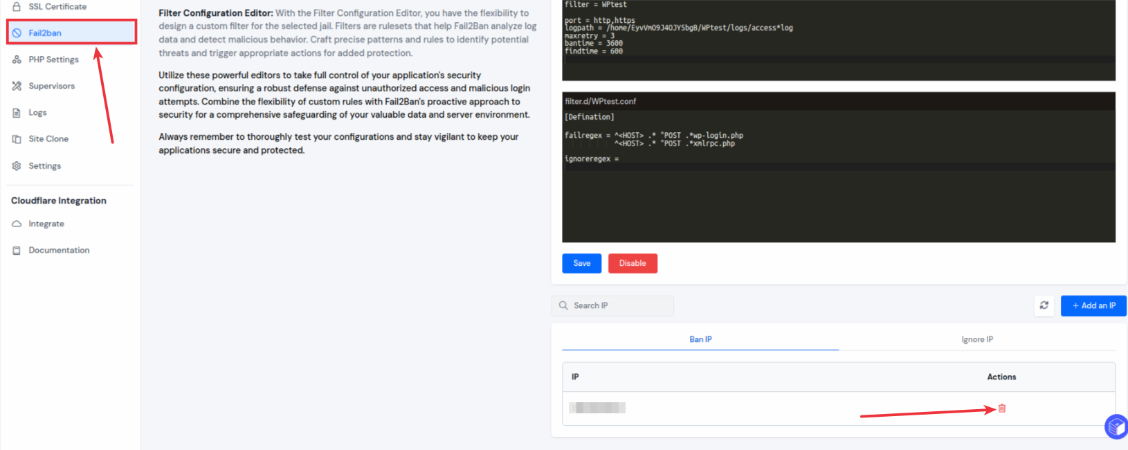 Managing Ban IP Addresses
