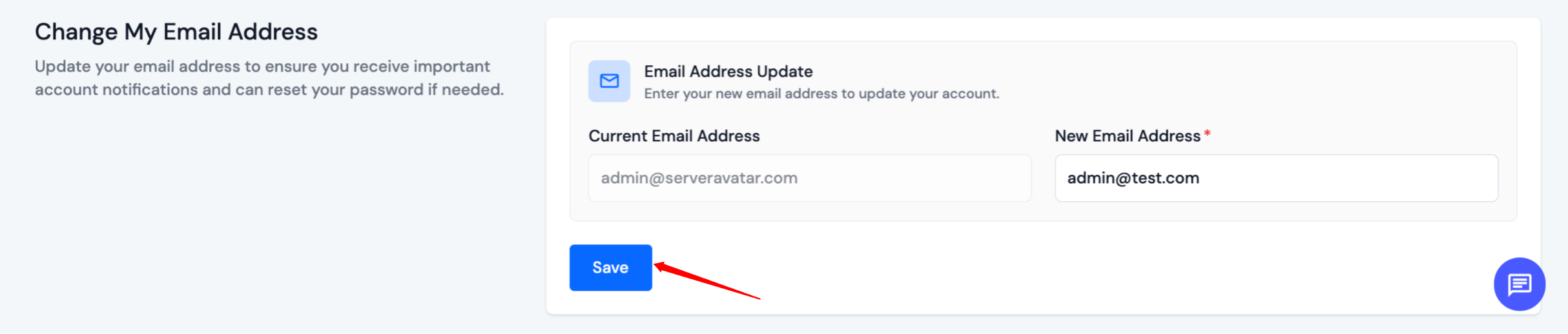 Update Account Information Option