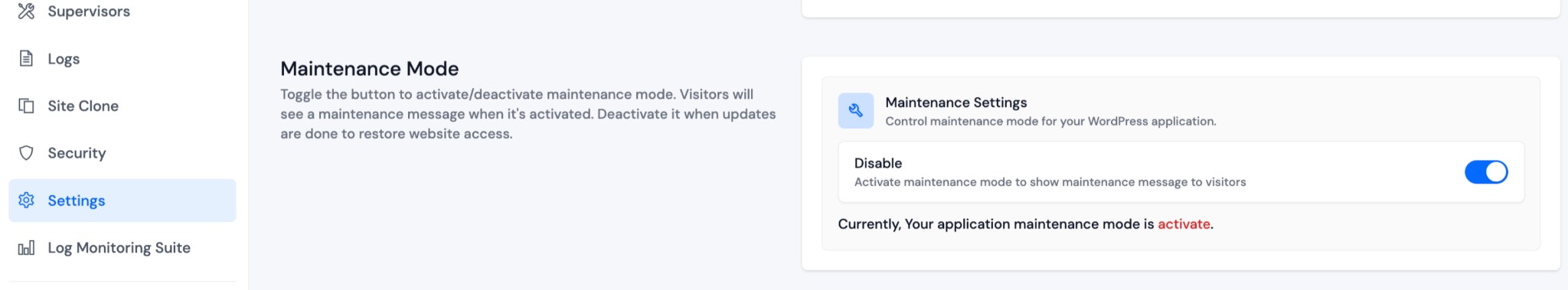 Maintenance Mode Enabled