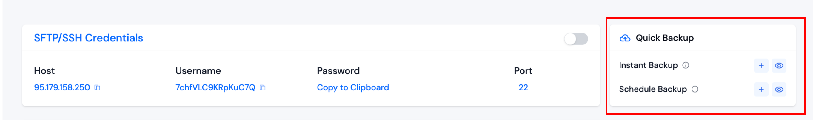 Quick Backup Section