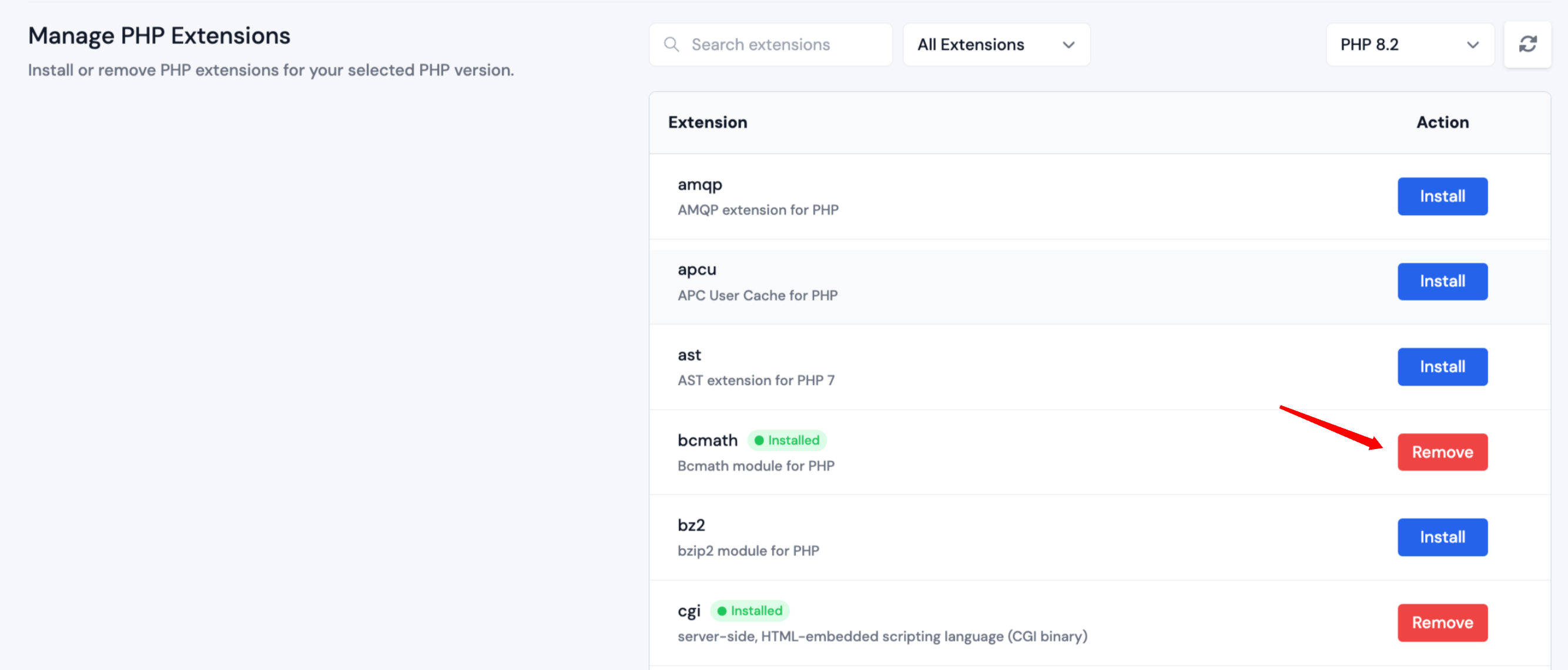 Remove PHP extension Switch