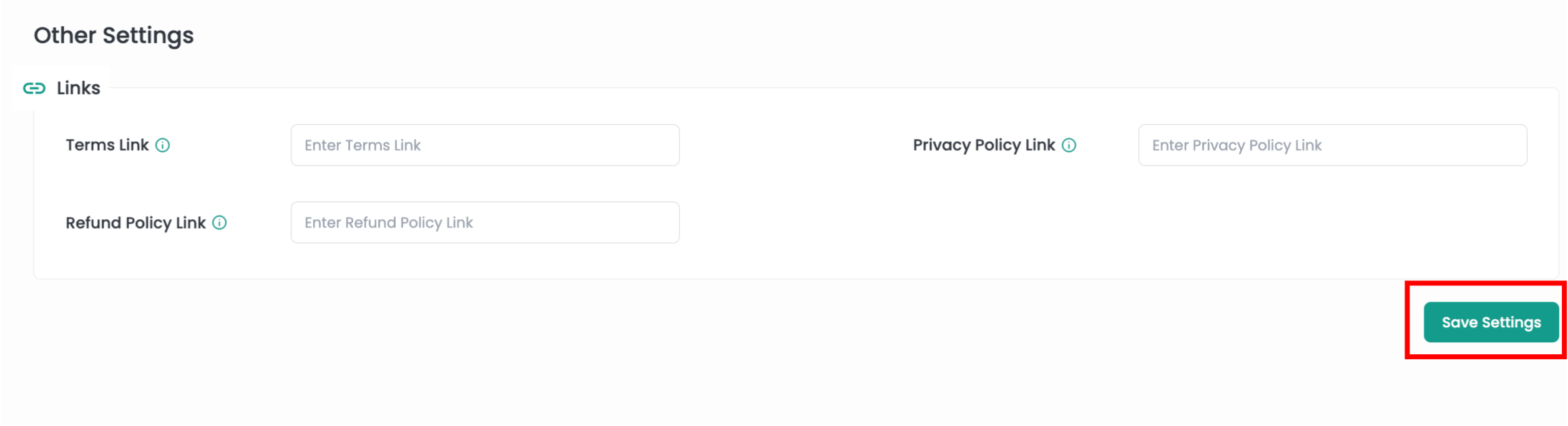 Save Settings Button