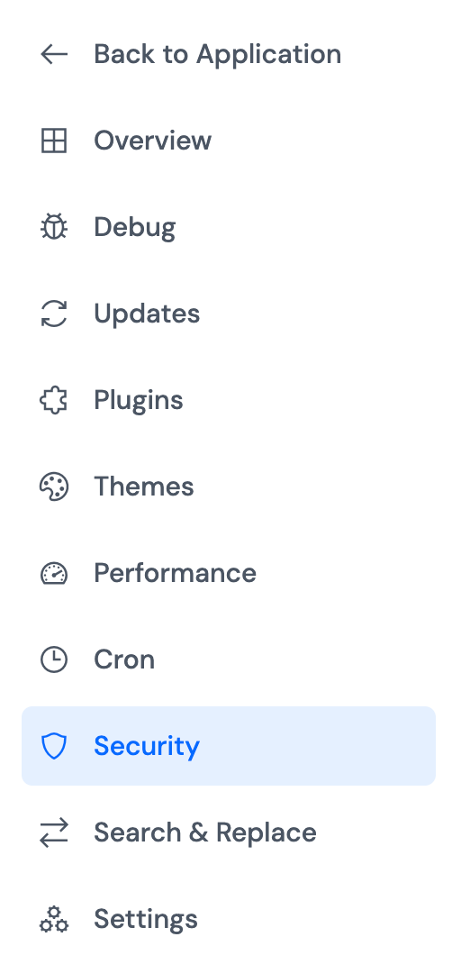 WP Toolkit Security page