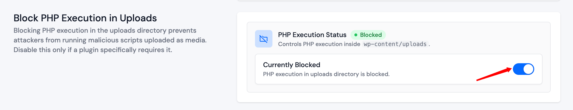 Block PHP in uploads section