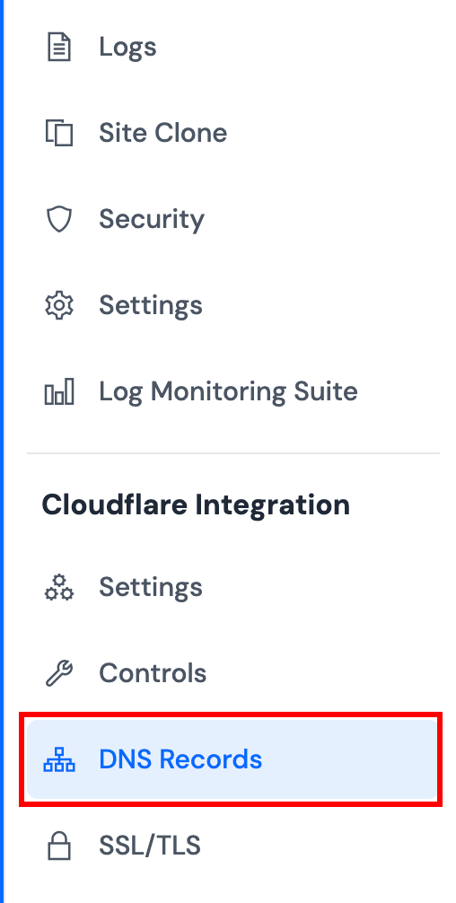 Cloudflare Integration Sidebar - DNS Records