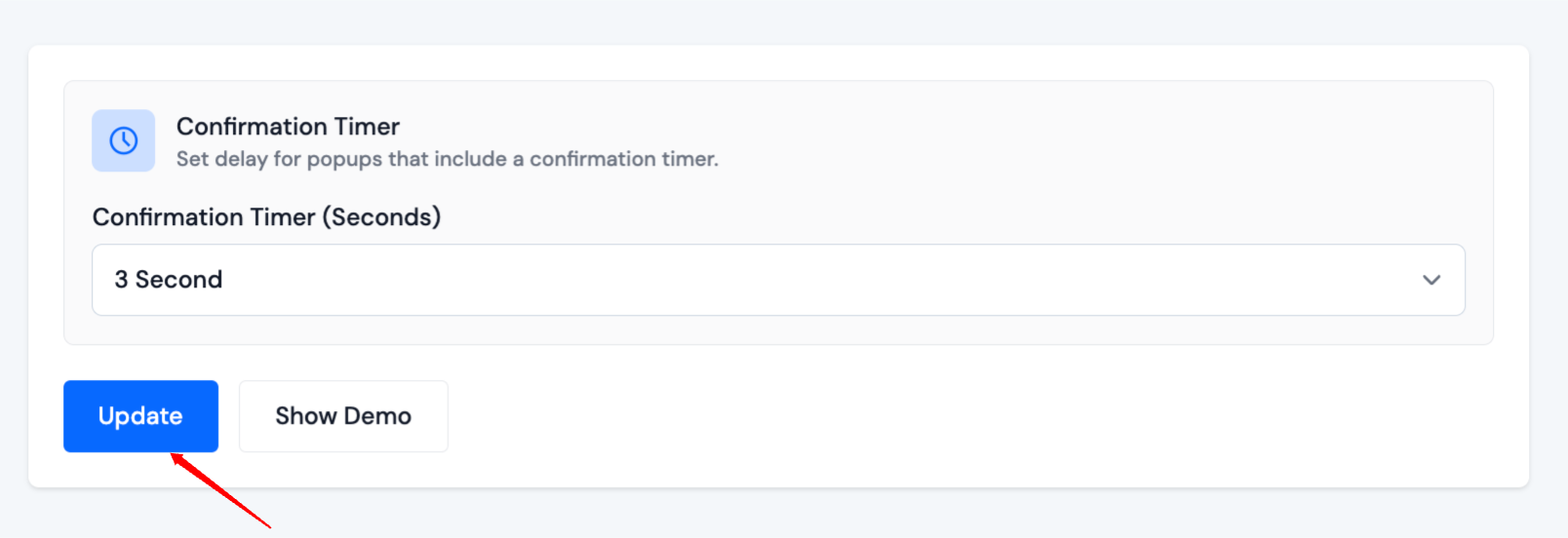 Update Confirmation Timer Setting